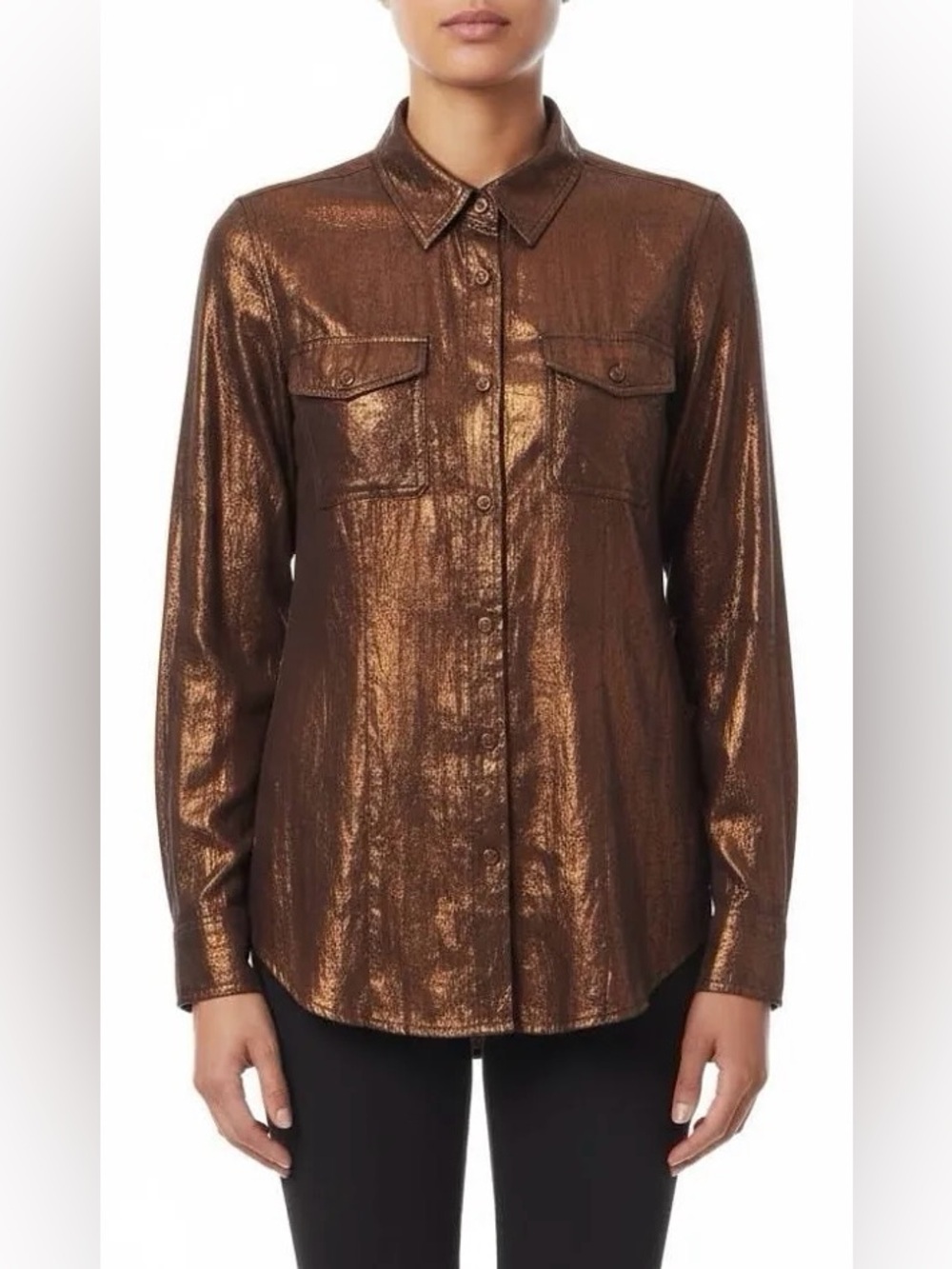 Calvin Klein Metallic Copper Brown Blouse